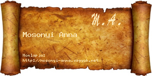 Mosonyi Anna névjegykártya